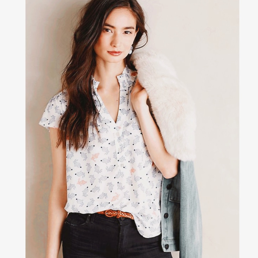 🐰🐰🐰🌸🌸🌸🌸Anthropologie Maeve Hop Along Top - Picture 2 of 3
